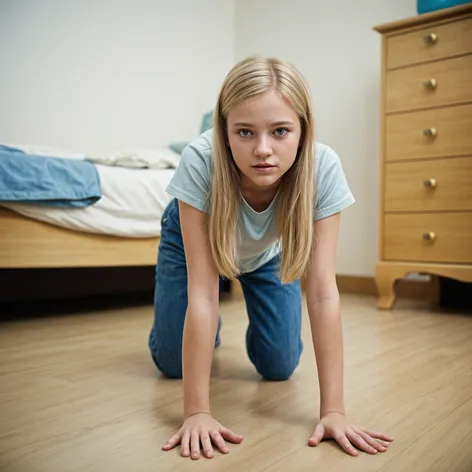 Teenage girl, long blonde