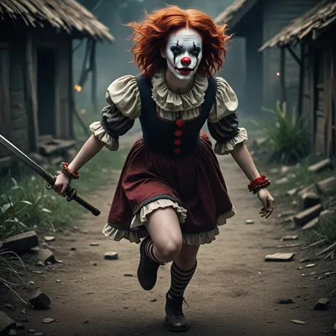 Red haired clown girl