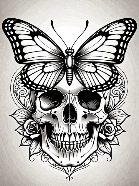 butterfly skull tattoo