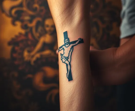 christ tattoo on forearm