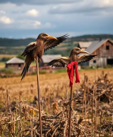 dead birds as scarecrows