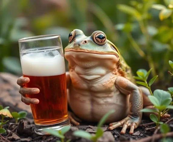 frog drinking beer