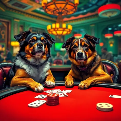 dogs around poker table