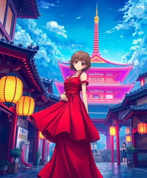 anime red dress