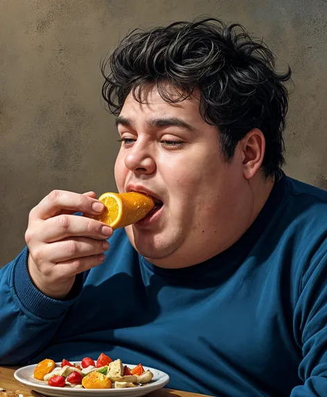 fat guy eating