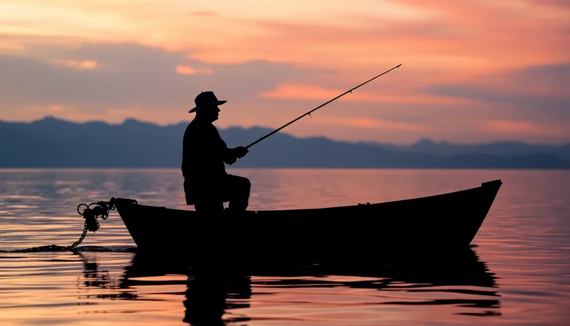 fisherman in boat silhouette