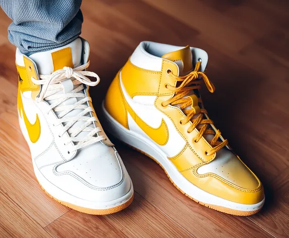 white and yellow jordans