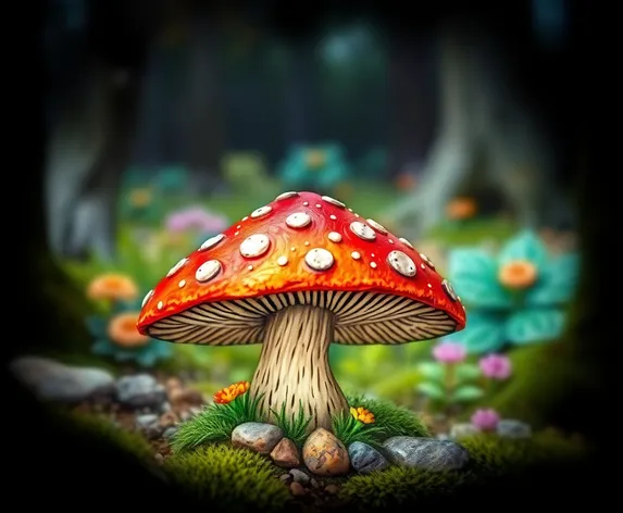 rock painting mushroom