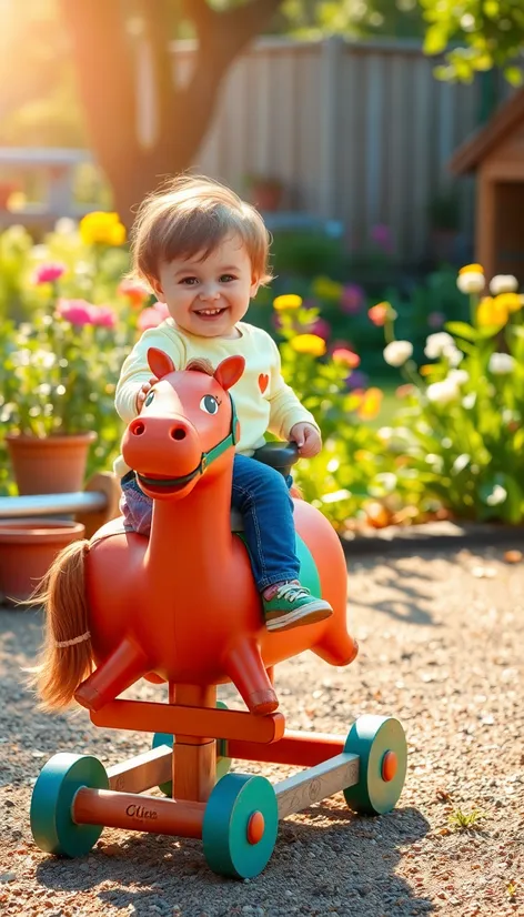 riding a toy horse