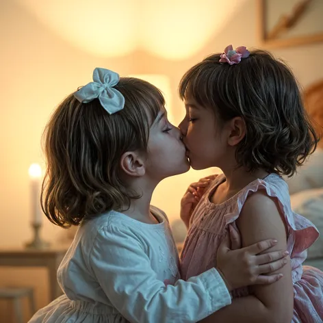 Little girls kissing