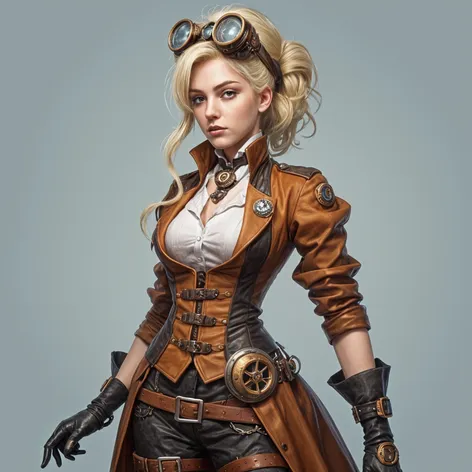 Steampunk blonde girl pretty