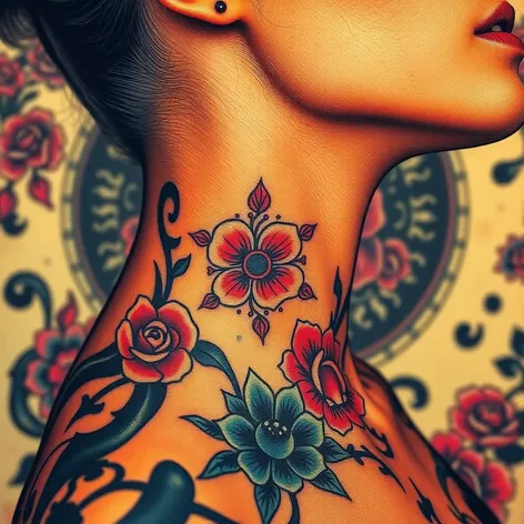 female neck tattoos