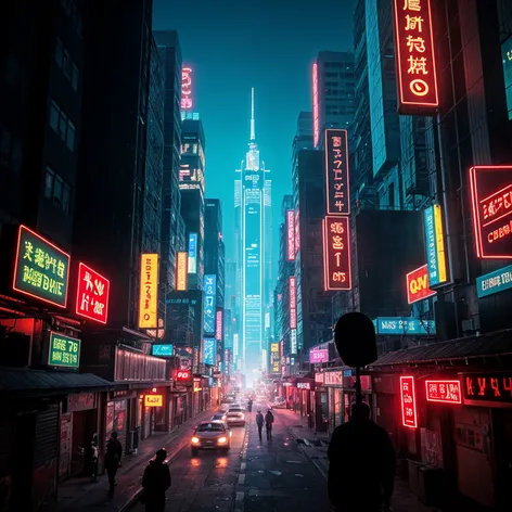 Dystopian, cyberpunk, city scape,