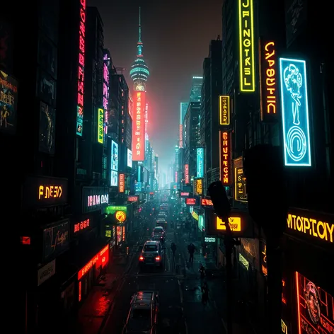 Dystopian, cyberpunk, city scape,