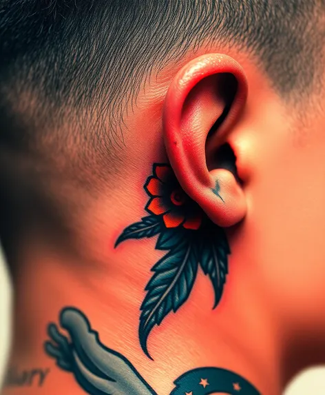 male tattoos behind ear