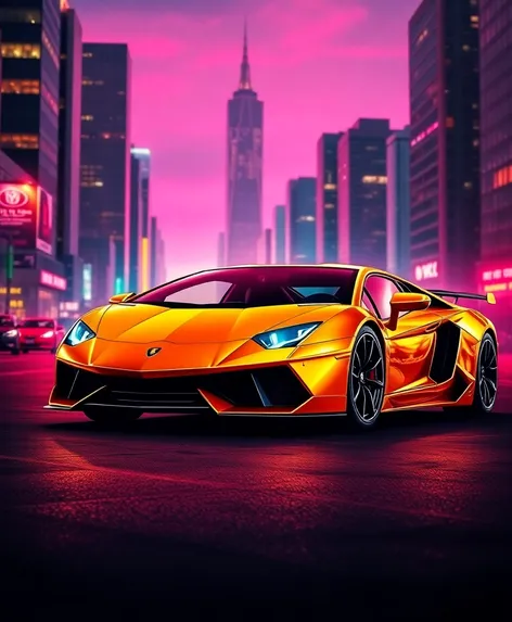 gold neon lamborghini