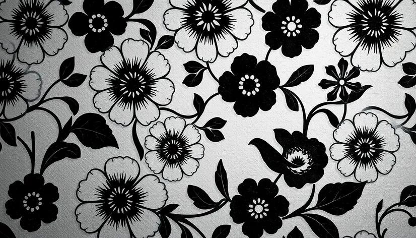 black and white floral