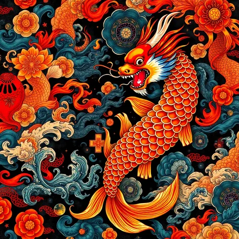 koi dragon drawing