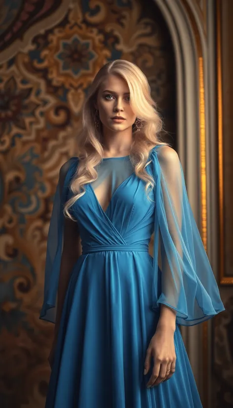 blonde blue dress