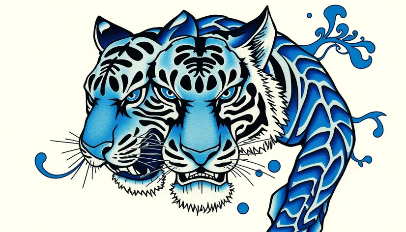 blue tiger tattoo