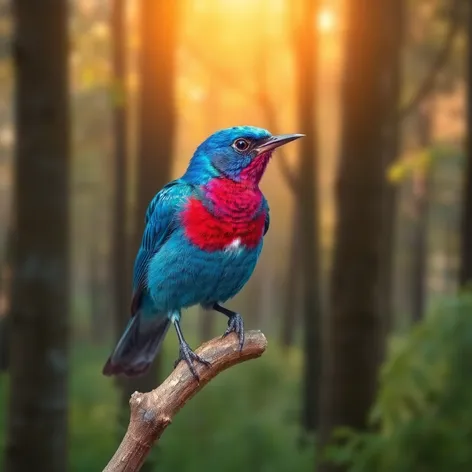 blue bird with red