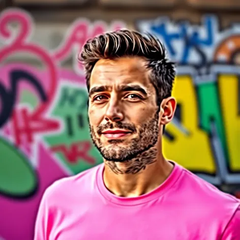 man in pink t