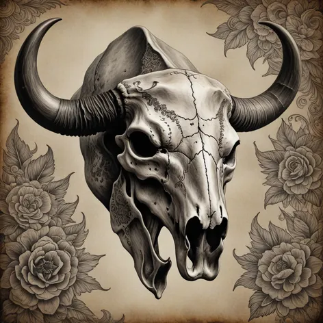 buffalo skull tattoo