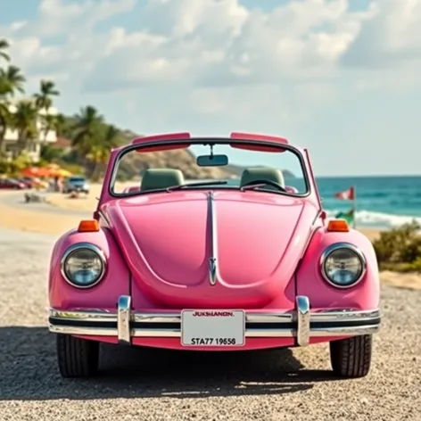 light pink volkswagen beetle