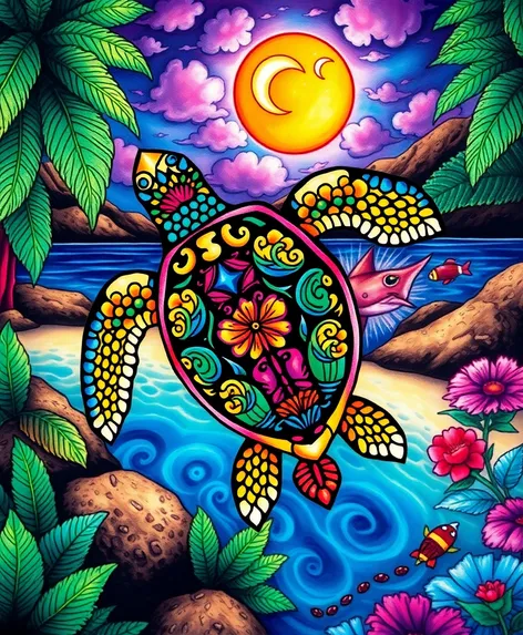 colorful sea turtle tattoos