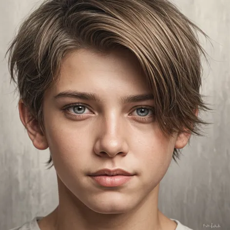 photorealistic, teen boy haircut,