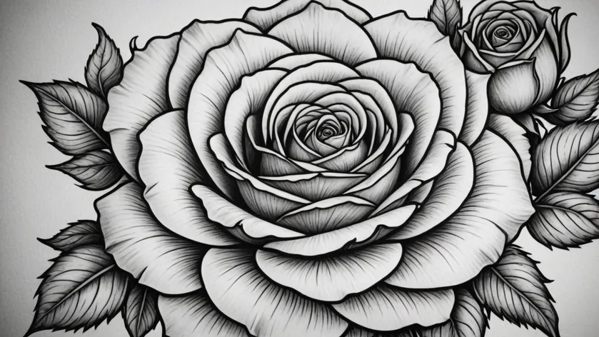 rose outline tattoo