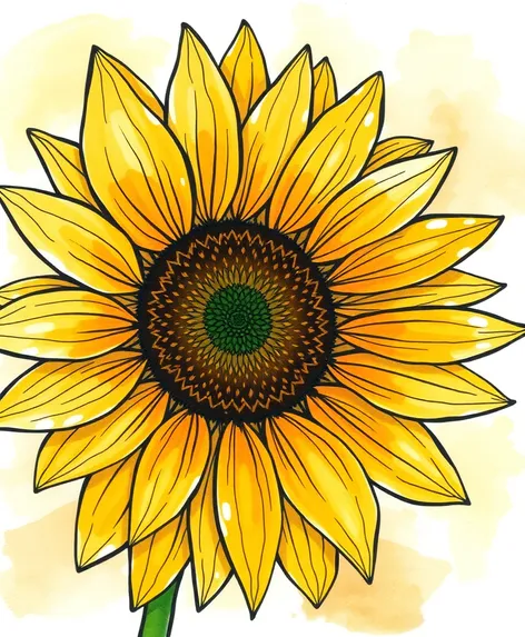 half sunflower drawing