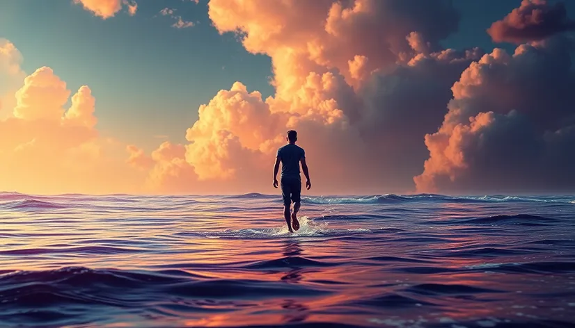 man walking on water