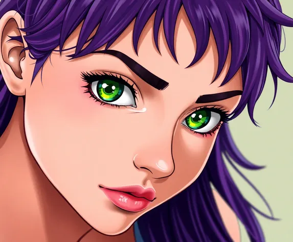 green eyes purple hair