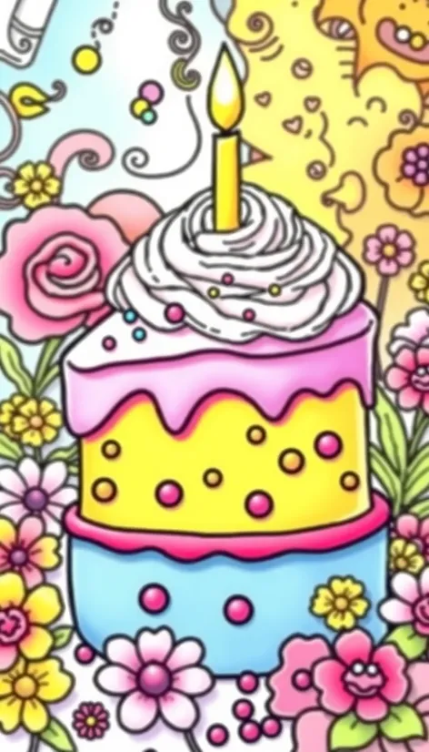 coloring pages birthday cake