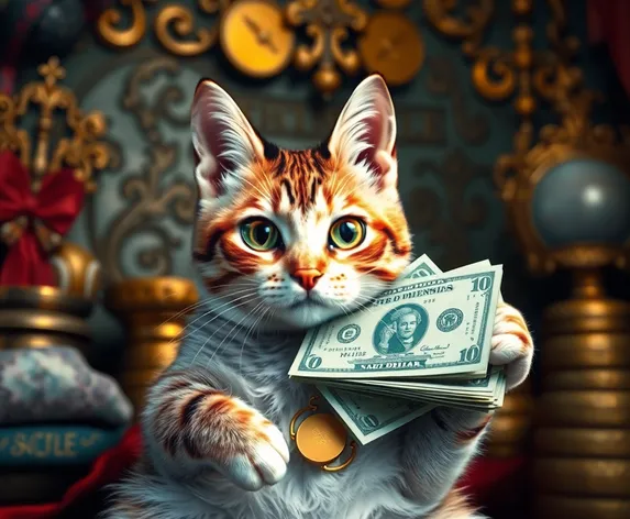 cat with money