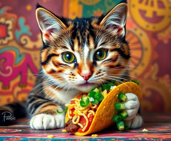 cat eating taco