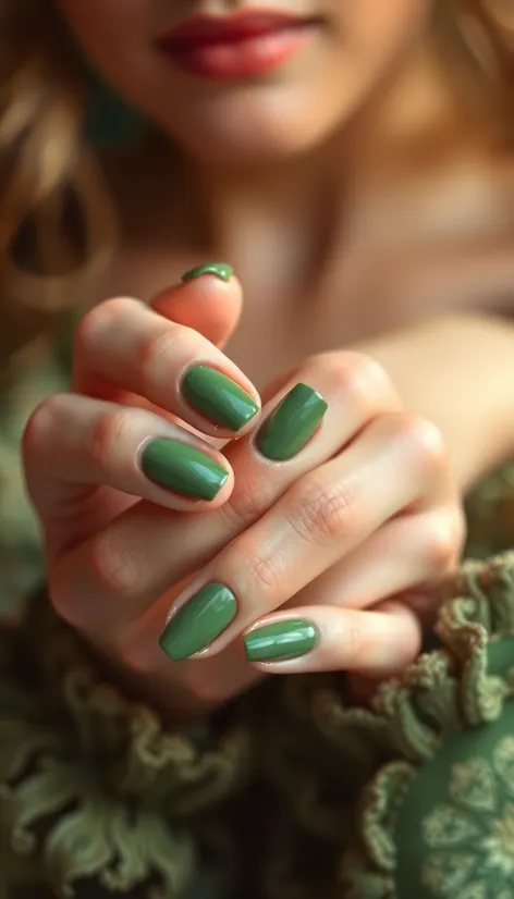 olive green nails