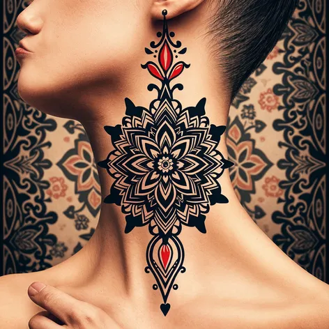 Batik, geometry neck tattoo