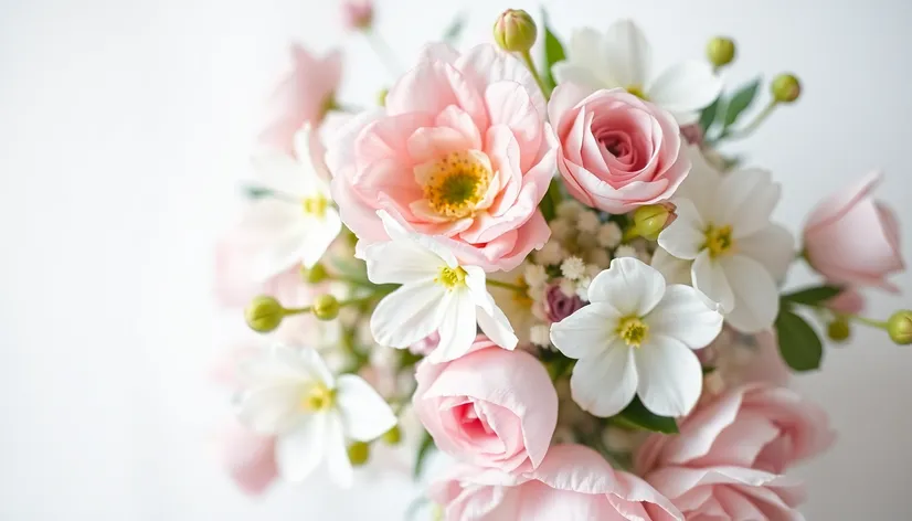 white background with flowers