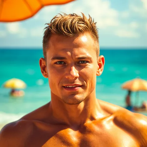 young muscular male lifeguard