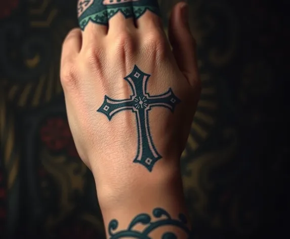 cross tattoo on hand