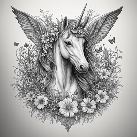 Feminine winged unicorn torso,