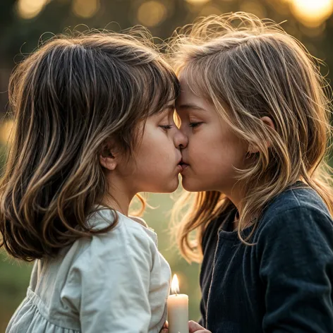 two little girls kissing