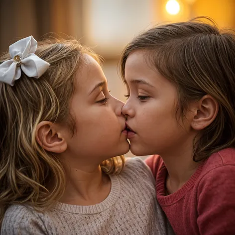 two little girls kissing