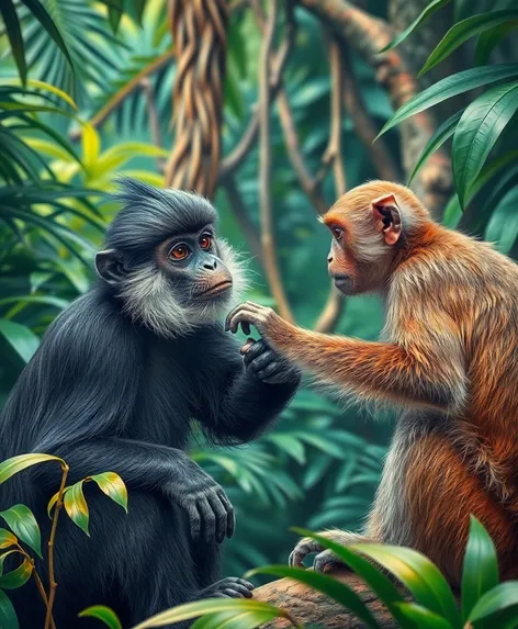 langur and monkey