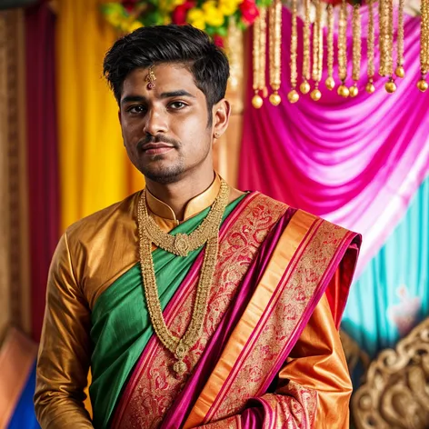 man wearing saree in