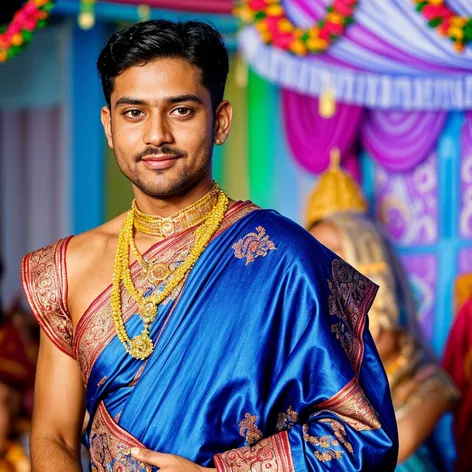 man wearing saree in