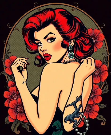 redhead pinup tattoo