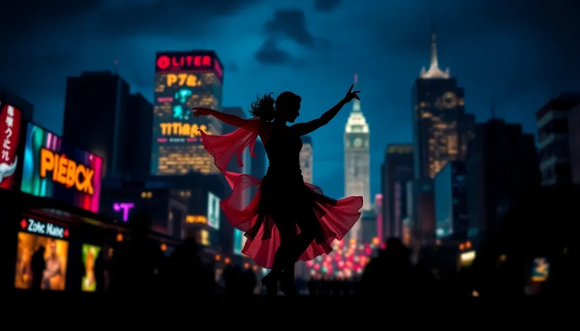 colorful dancer silhouette